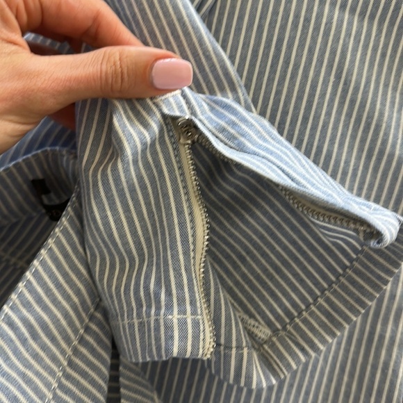 MASSIMO DUTTI WOMEN SLIM FIT CROPPED MIDWAIST TROUSERS blue and white stripes 4 - Picture 7 of 9